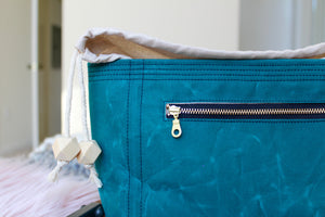 Mermaid Teal Waxed Canvas Niffin Bag