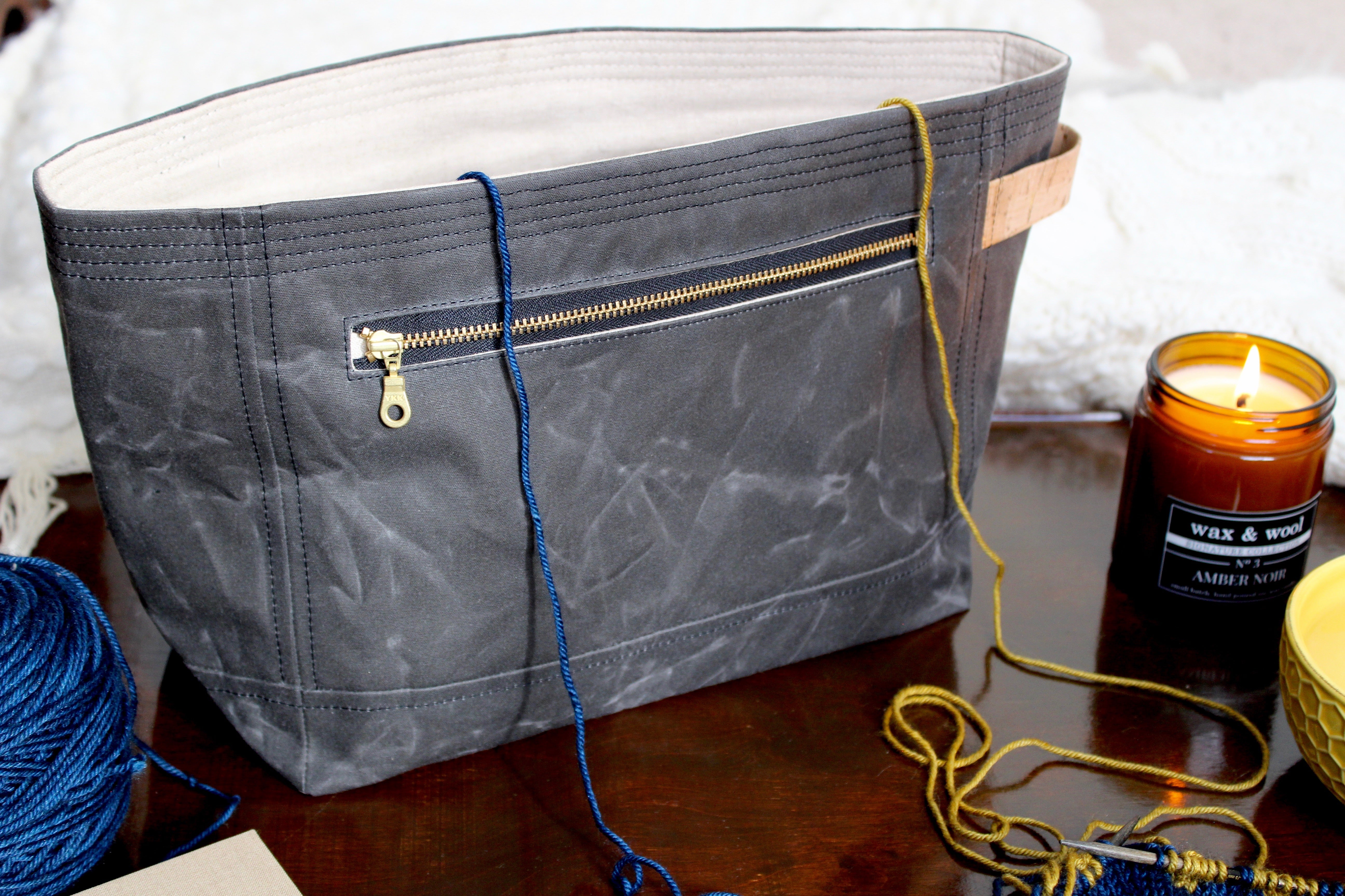 Charcoal Waxed Canvas Niffin Bag