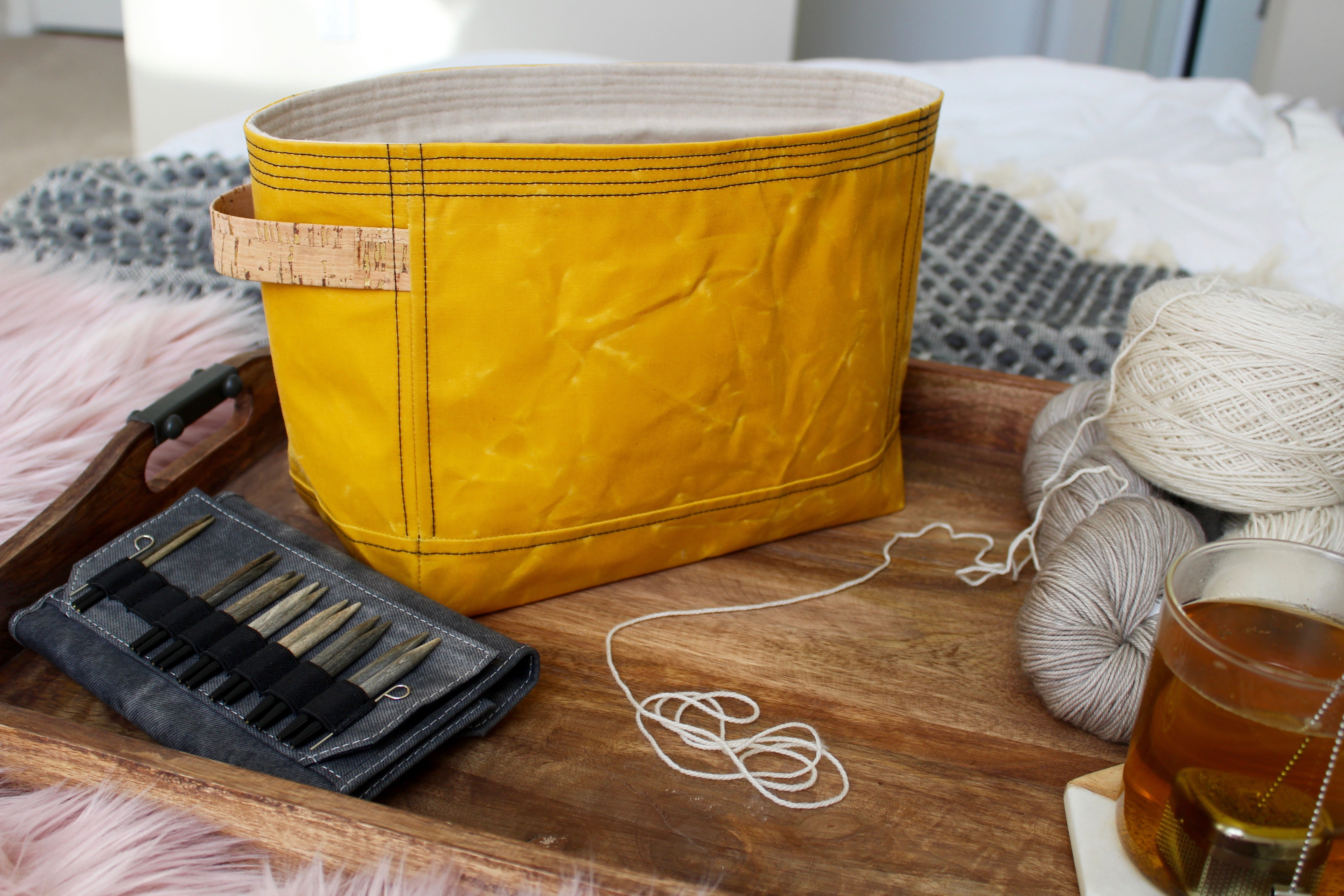 Yellow Waxed Canvas Niffin Bag