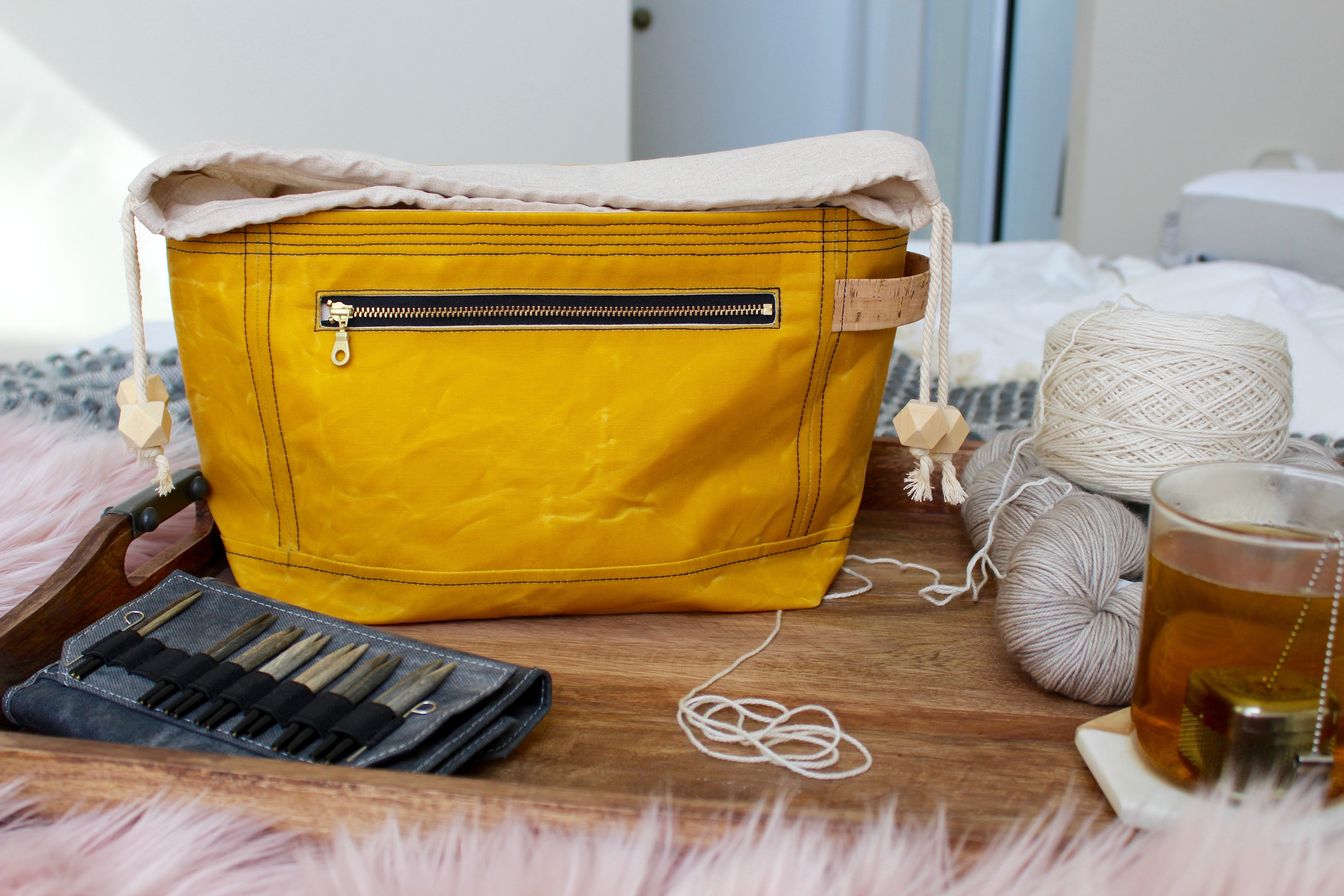 Yellow Waxed Canvas Niffin Bag