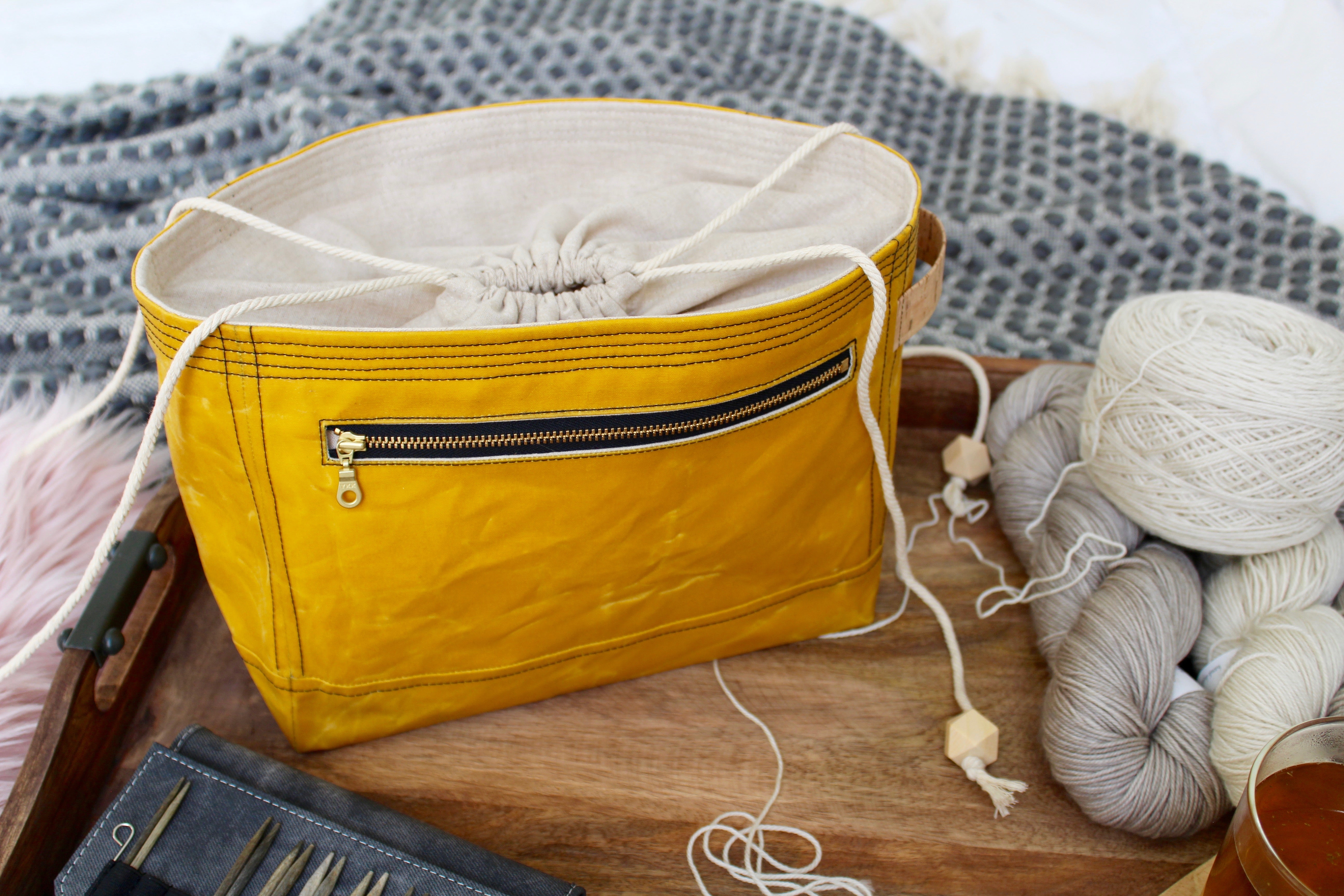 Yellow Waxed Canvas Niffin Bag