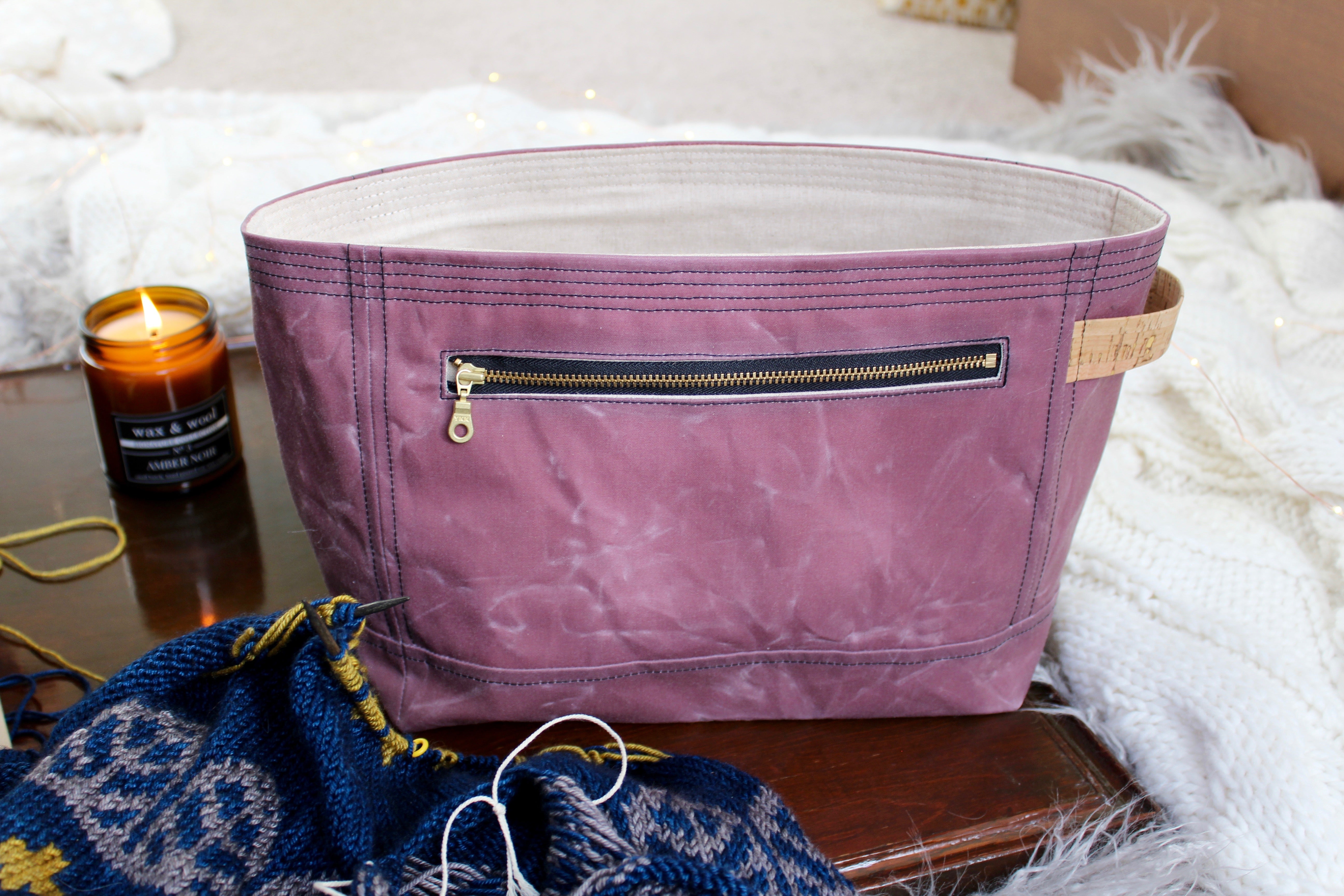 Mauve Waxed Canvas Niffin Bag