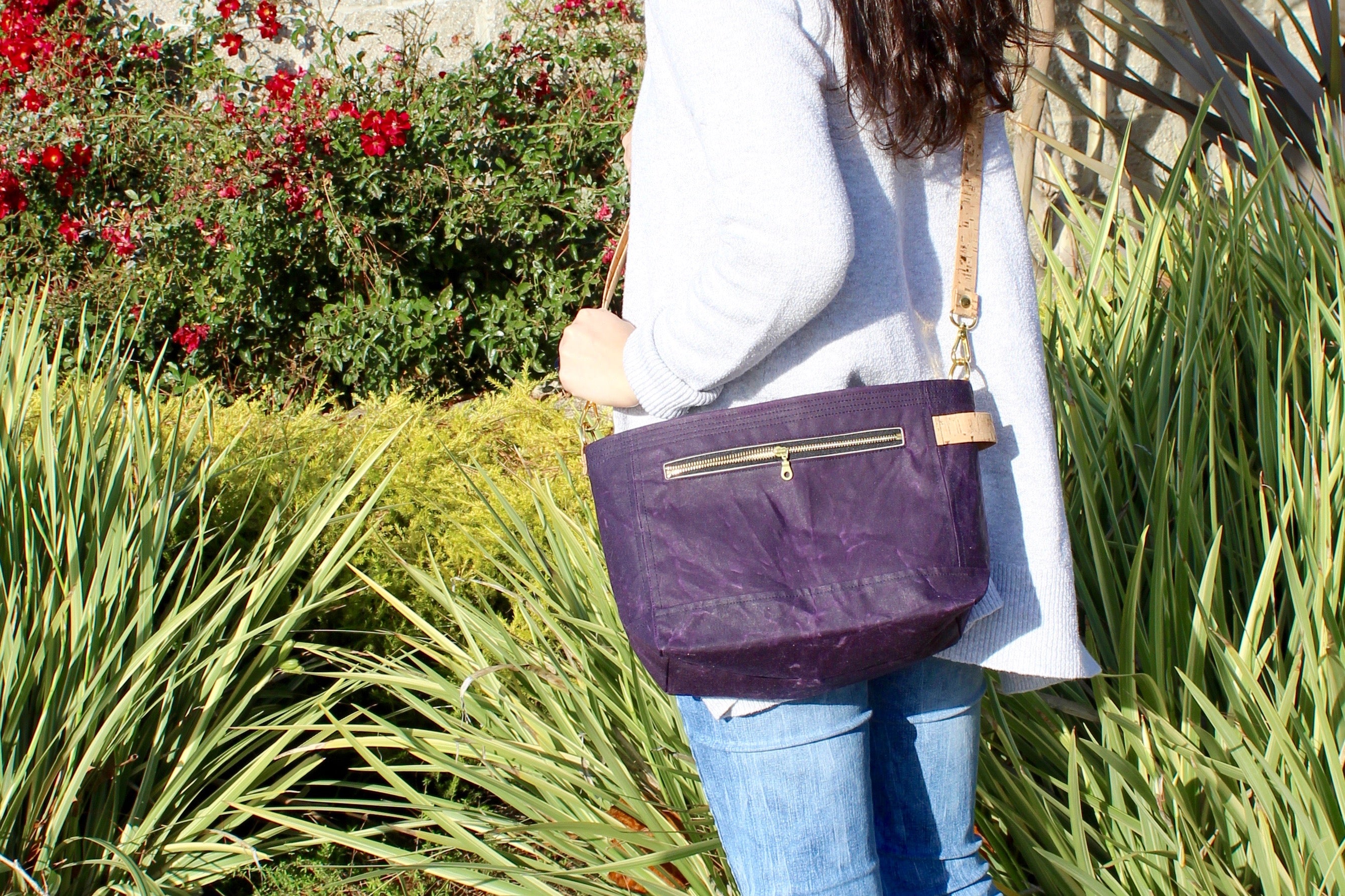 Plum Waxed Canvas Niffin Bag