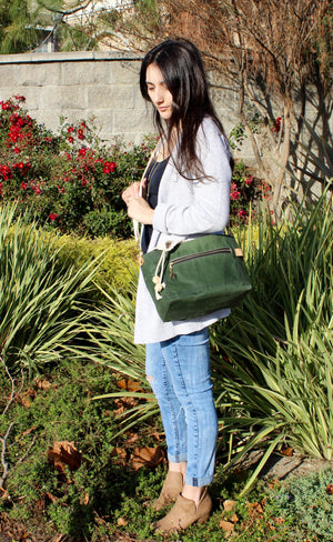 Cypress Green Waxed Canvas Niffin Bag