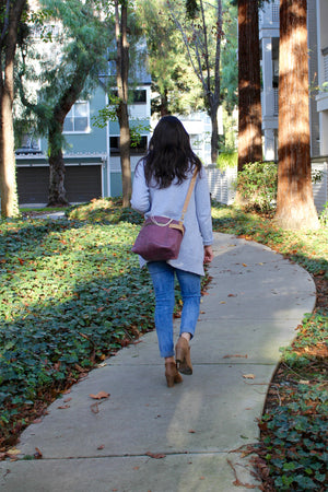 Mauve Waxed Canvas Niffin Bag