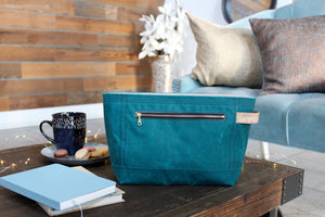 Mermaid Teal Waxed Canvas Niffin Bag