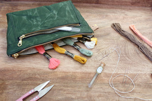 Cypress Green Waxed Canvas Devon Pouch