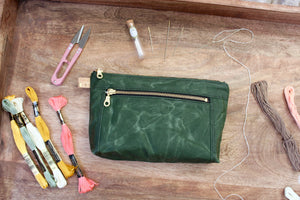 Cypress Green Waxed Canvas Devon Pouch