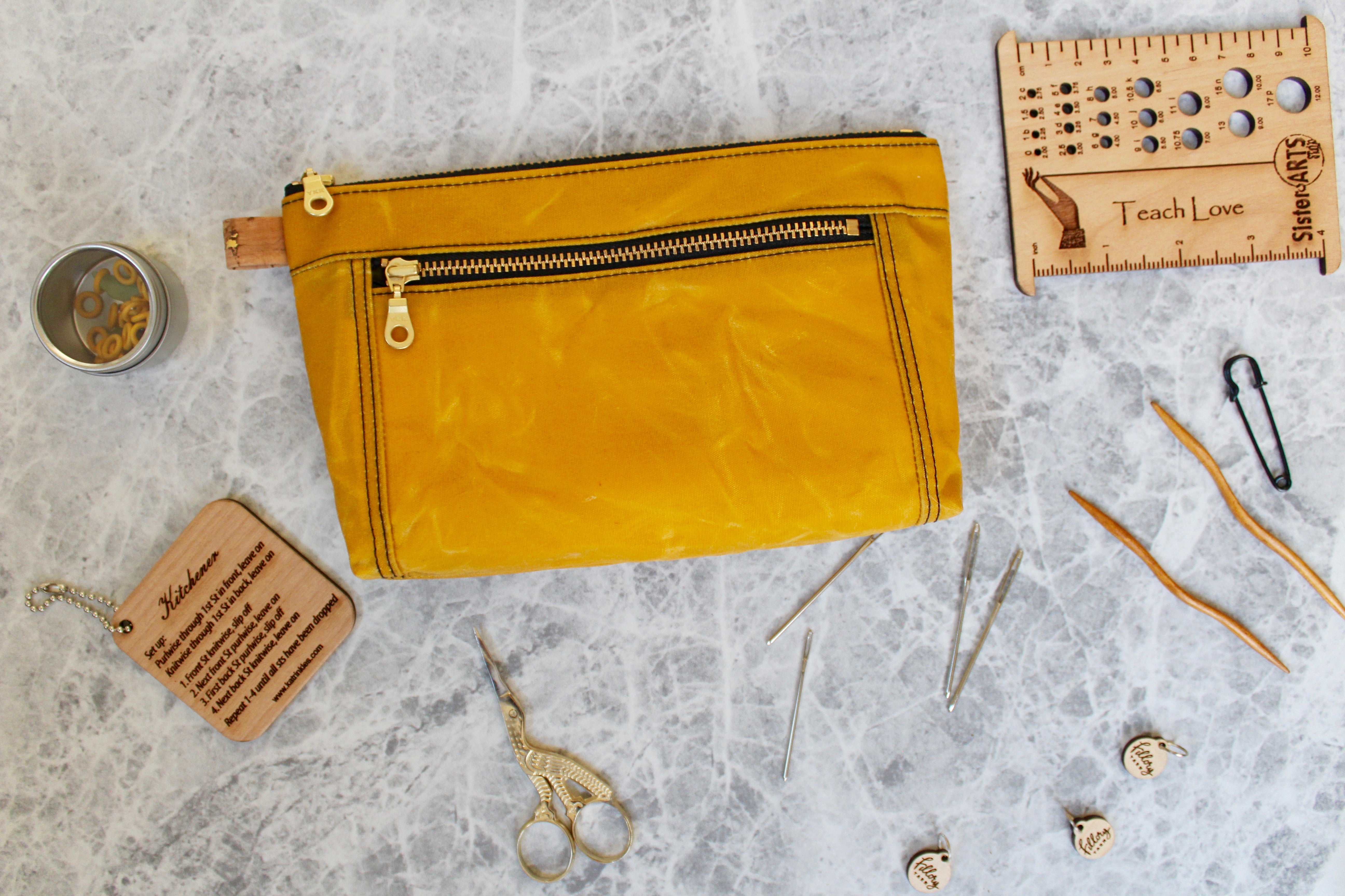 Yellow Waxed Canvas Devon Pouch