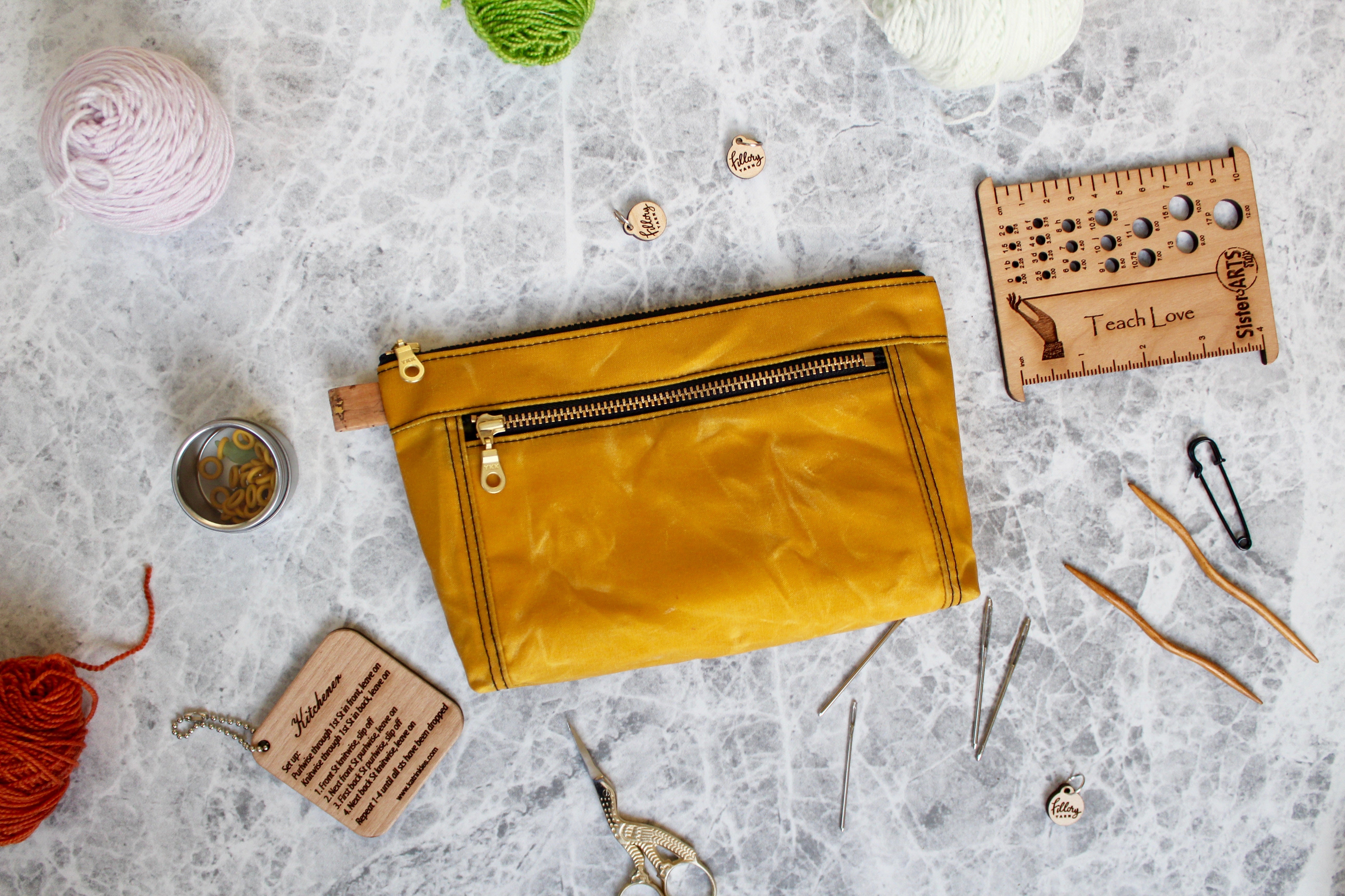 Yellow Waxed Canvas Devon Pouch