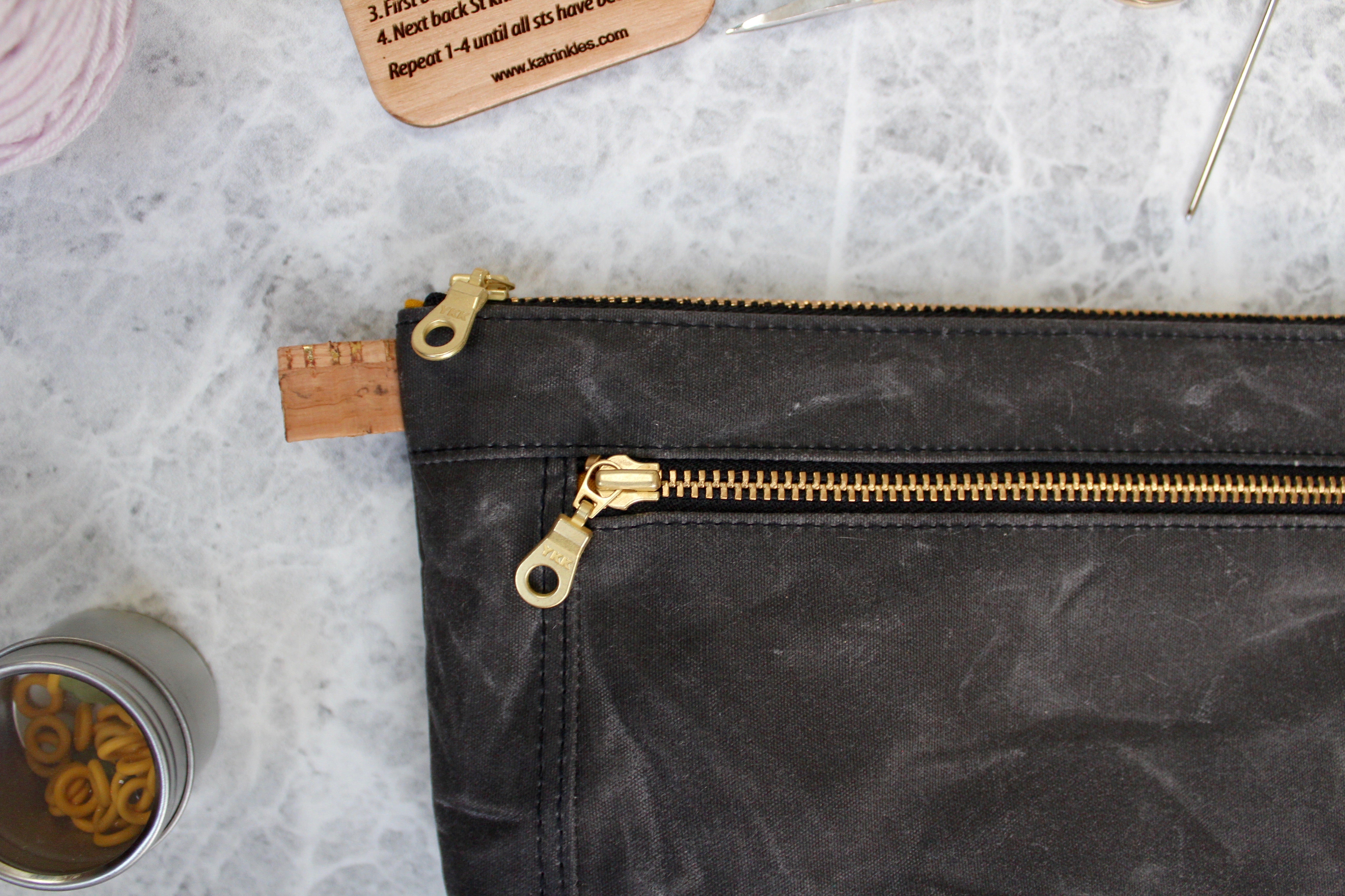 Charcoal Waxed Canvas Devon Pouch