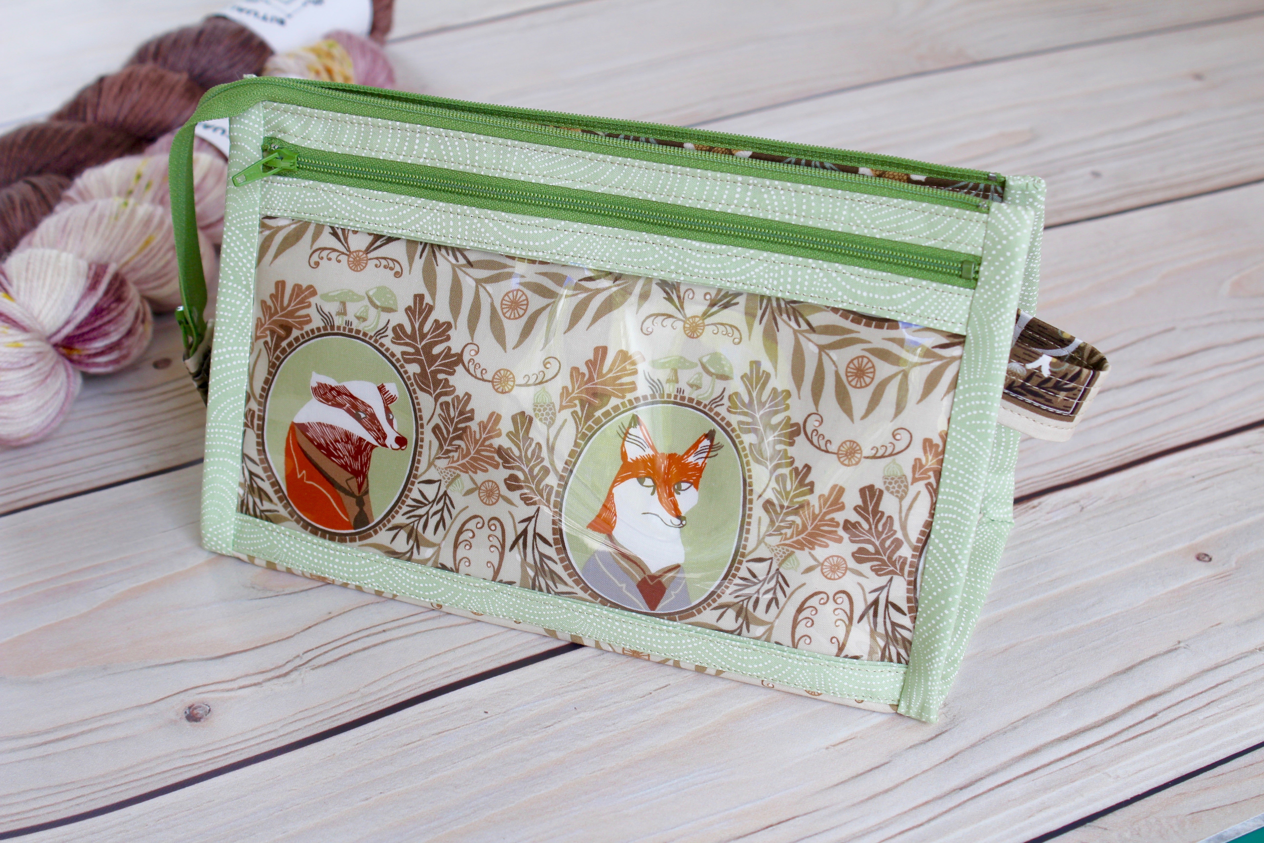 Black Forest Inside Outside Pouch | Animal Portraits in Green