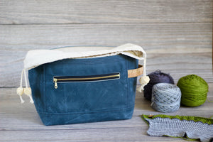 Orion Blue Waxed Canvas Niffin Bag