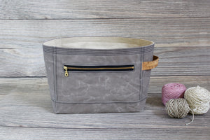 Dove Grey Waxed Canvas Niffin Bag